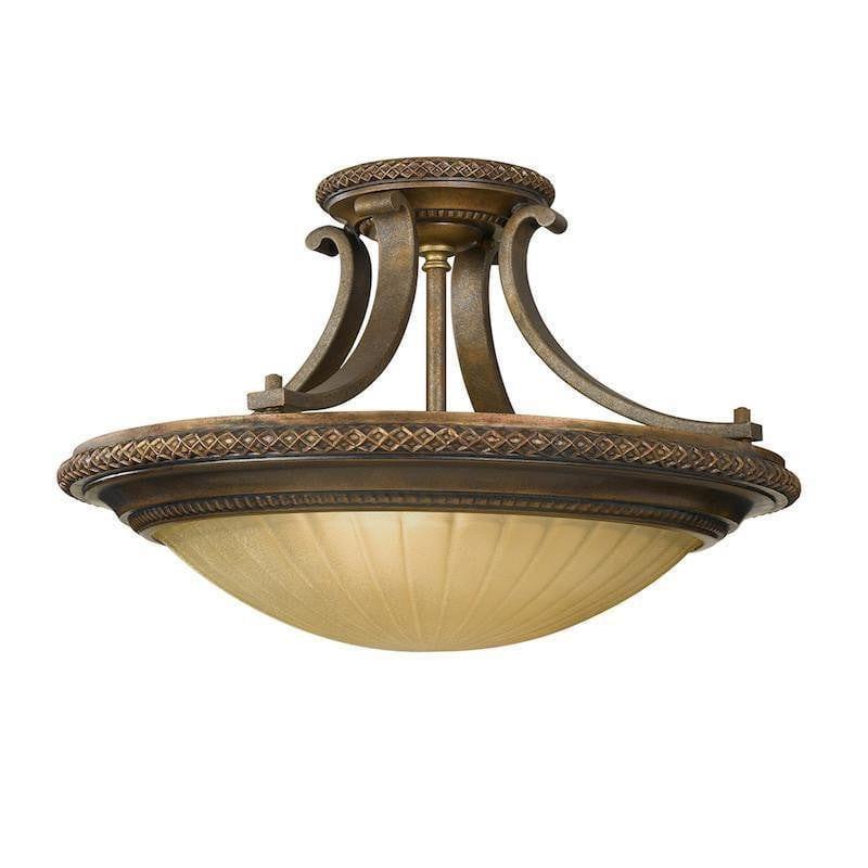 Art Deco Flush & Semi Flush - Feiss Kelham Hall Firenze Gold And British Bronze Finish Semi Flush Ceiling Light FE/KELHAMHALL/SF