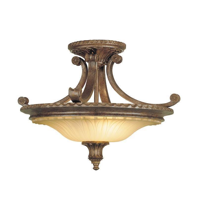 Art Deco Flush & Semi Flush - Feiss Stirling Castle British Bronze Finish Semi Flush Ceiling Light FE/STIRLINGCASSF