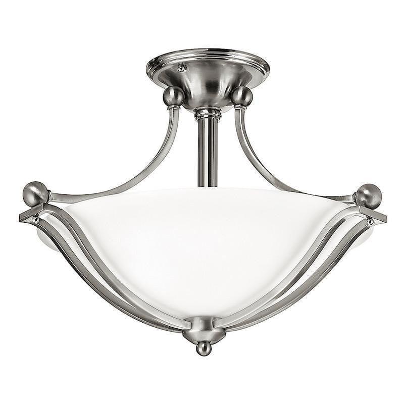 Art Deco Flush & Semi Flush - Hinkley Bolla Brushed Nickel Finish Semi Flush Ceiling Light HK/BOLLA/SF