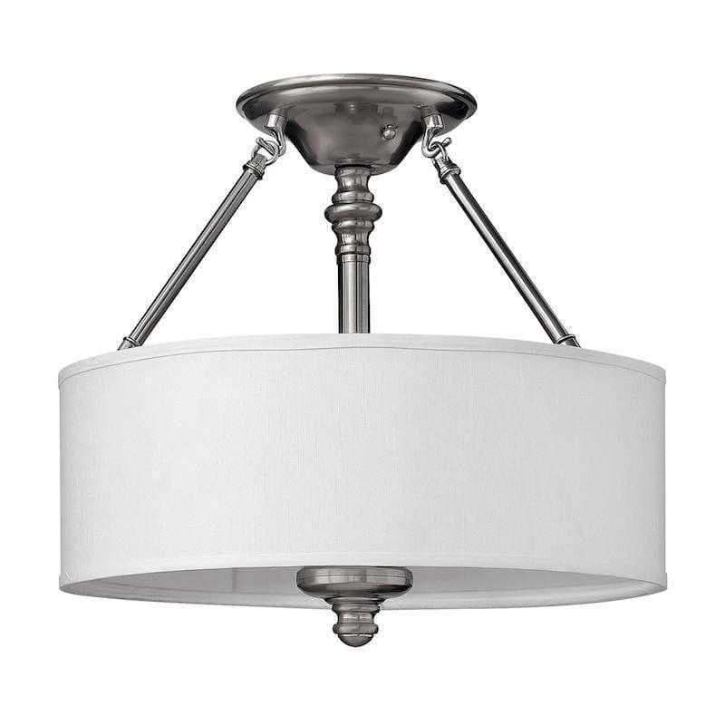Art Deco Flush & Semi Flush - Hinkley Sussex Brushed Nickel Finish Semi Flush Ceiling Light HK/SUSSEX/SF