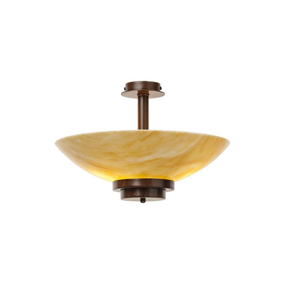 Art Deco Flush & Semi Flush - Kansa Stratton Antique Bronze Semi Flush Ceiling Light STRATTON28