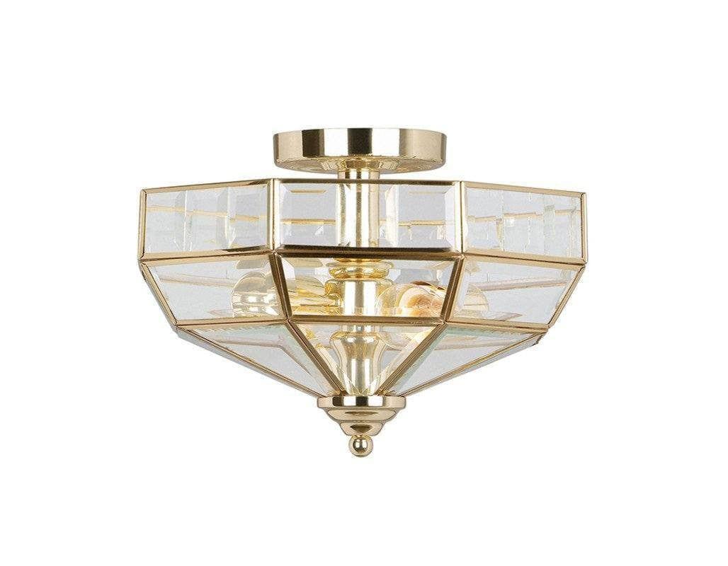 Art Deco Flush & Semi Flush - Old Park Polished Brass Finish Semi Flush 2 Light Ceiling Light OLD PARK PB