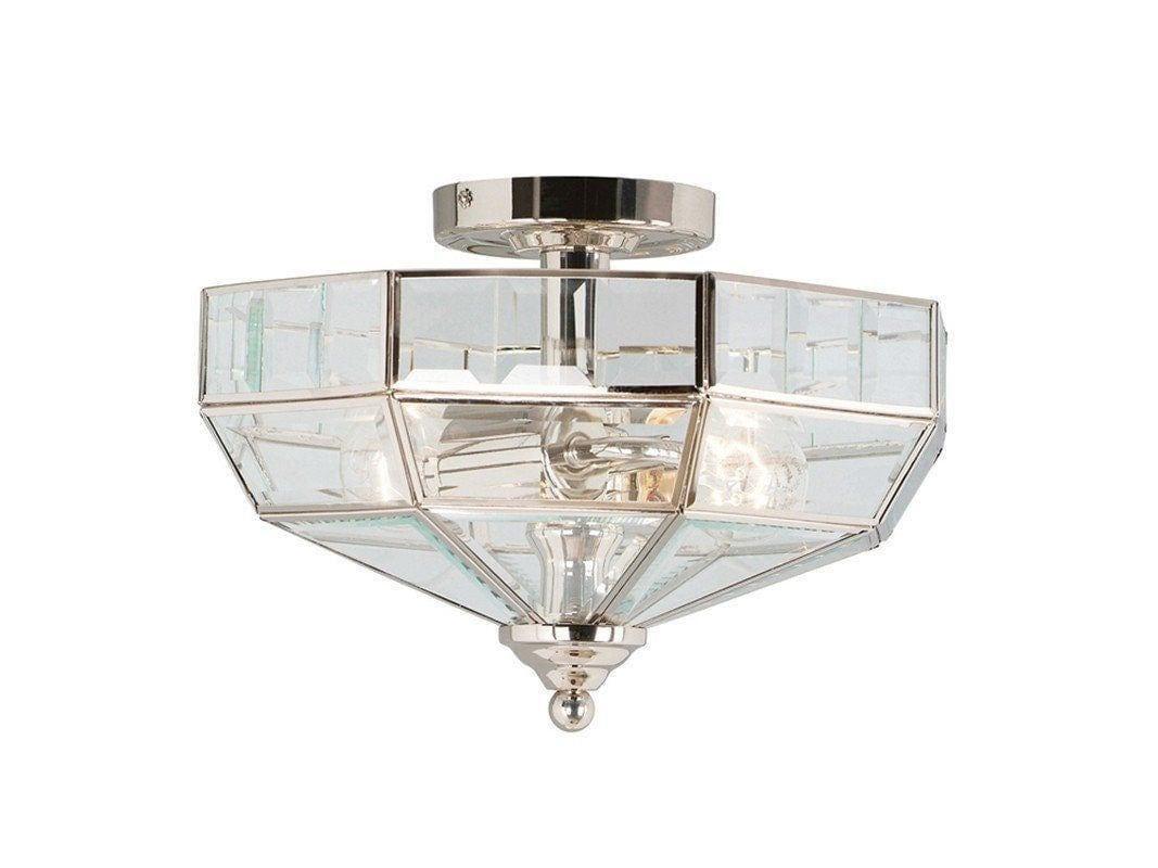 Art Deco Flush & Semi Flush - Old Park Polished Nickel Finish Semi Flush 2 Light Ceiling Light OLD PARK PN