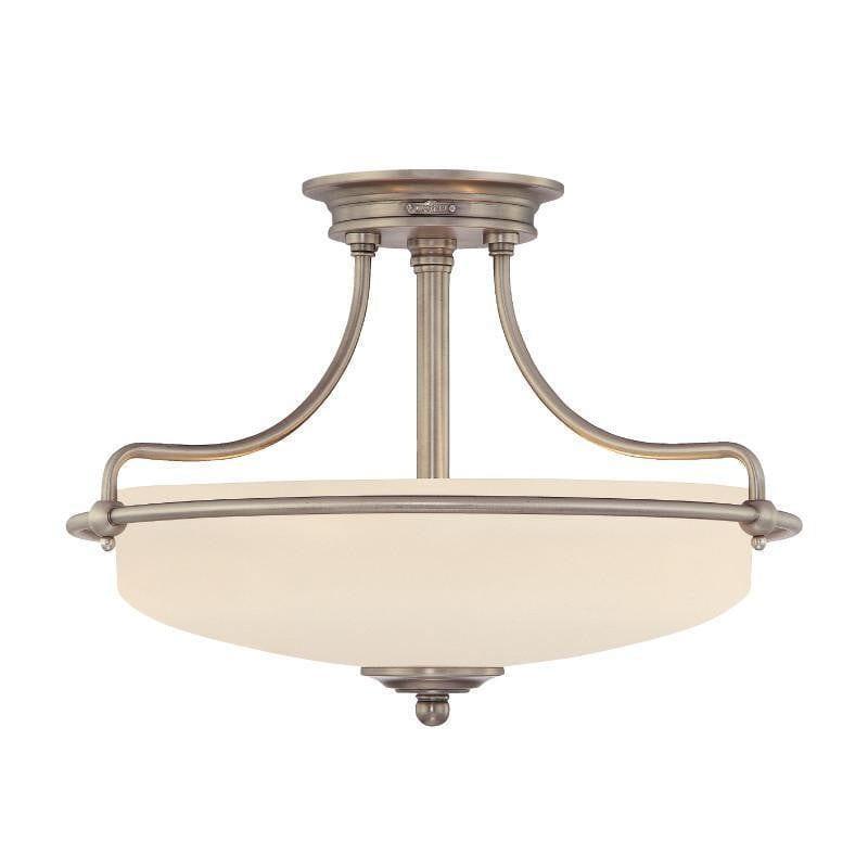 Art Deco Flush & Semi Flush - Quoizel Griffin Antique Nickel Finish 3 Light Semi Flush Ceiling Light QZ/GRIFFIN/SFSAN
