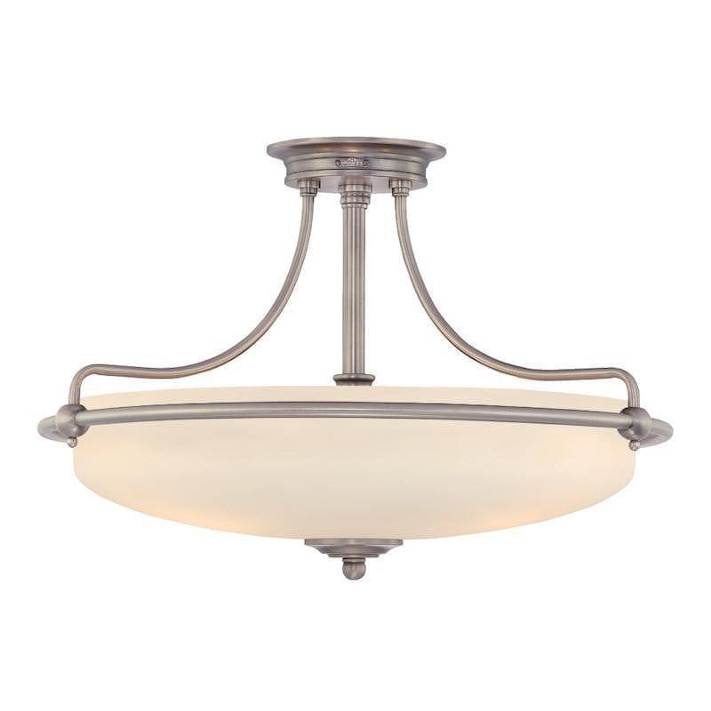 Art Deco Flush & Semi Flush - Quoizel Griffin Antique Nickel Finish 4 Light Semi Flush Ceiling Light QZ/GRIFFIN/SFMAN