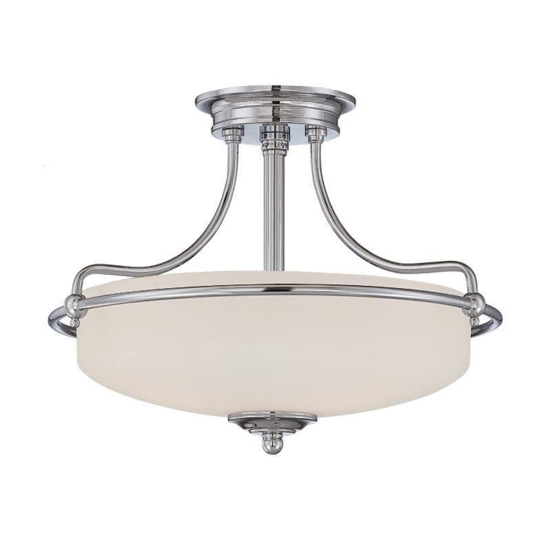 Art Deco Flush & Semi Flush - Quoizel Griffin Polished Chrome Finish 3 Light Semi Flush Ceiling Light QZ/GRIFFIN/SFS C