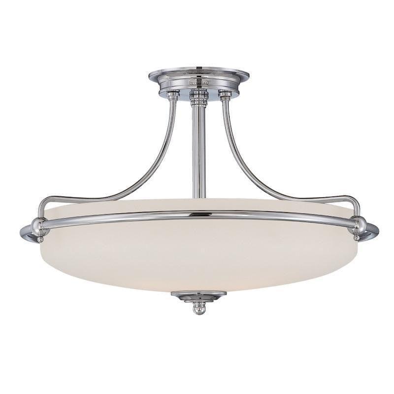 Art Deco Flush & Semi Flush - Quoizel Griffin Polished Chrome Finish 4 Light Semi Flush Ceiling Light QZ/GRIFFIN/SFM C