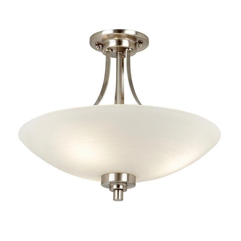 Art Deco Flush & Semi Flush - Welles 3 Arm Satin Nickel Finish Semi Flush Ceiling Light WELLES-3SC
