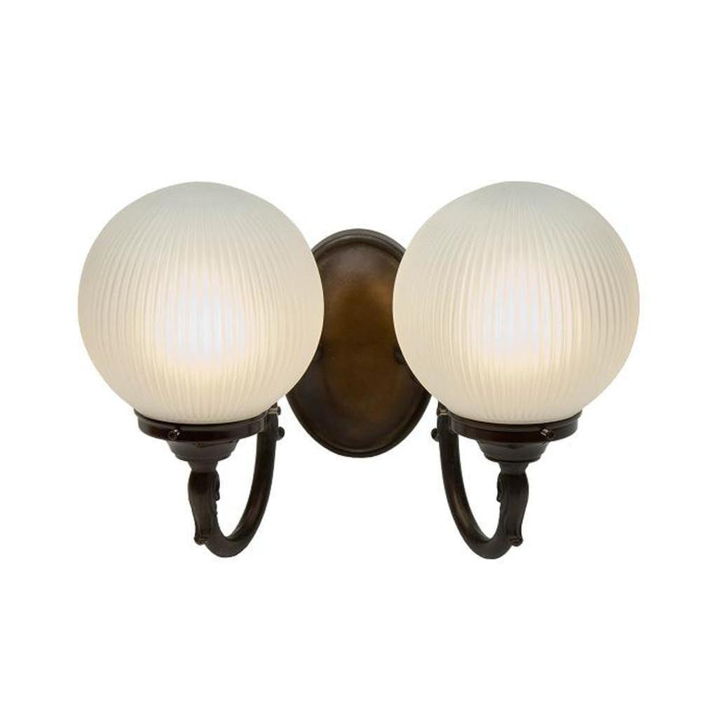 Art Deco Wall Light - Kansa Prismatic Globe Double Wall Light WALL74