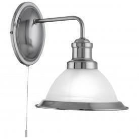 Art Deco Wall Light - Searchlight Bistro Satin Silver Finish Single Arm Wall Light 1481SS