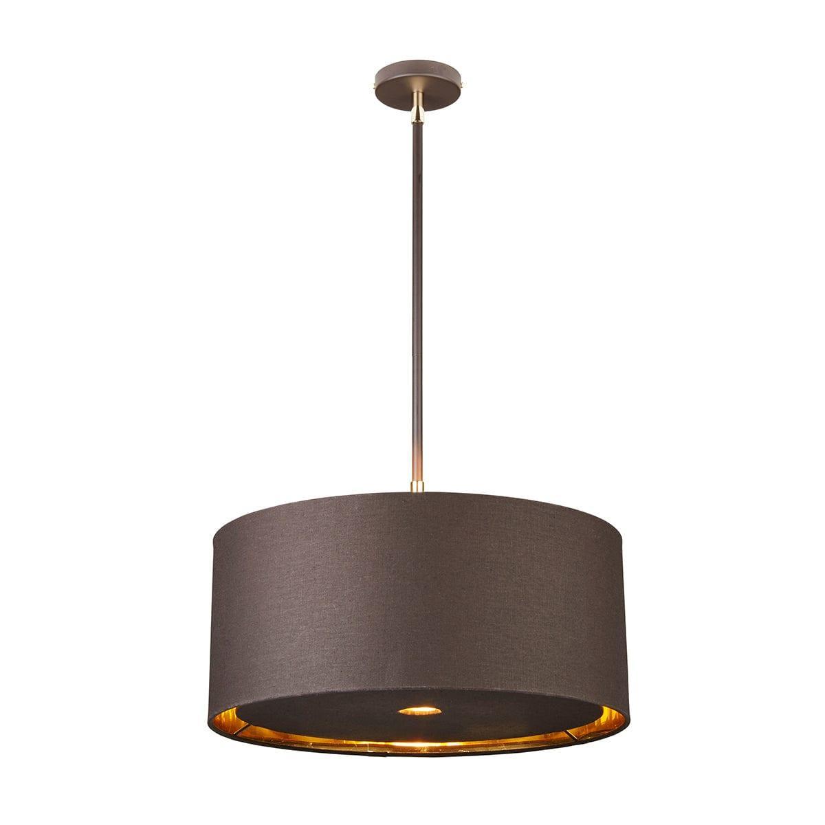 Elstead Balance 1 Light Brown & Polished Brass Pendant-Ceiling Pendant Lights-Elstead Lighting-1-Tiffany Lighting Direct