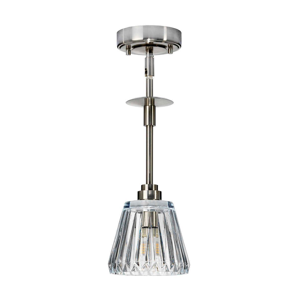 elstead agatha 1 light pendant brushed nickel bathroom light Close Up LED Bulb