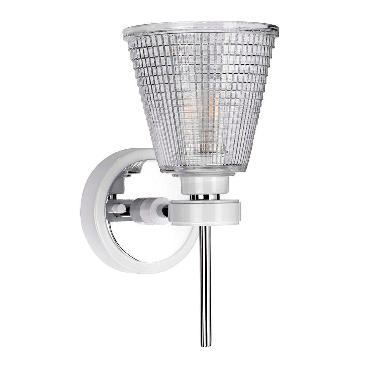 elstead gunnislake white polished chrome bathroom wall light Close Up LED Bulb