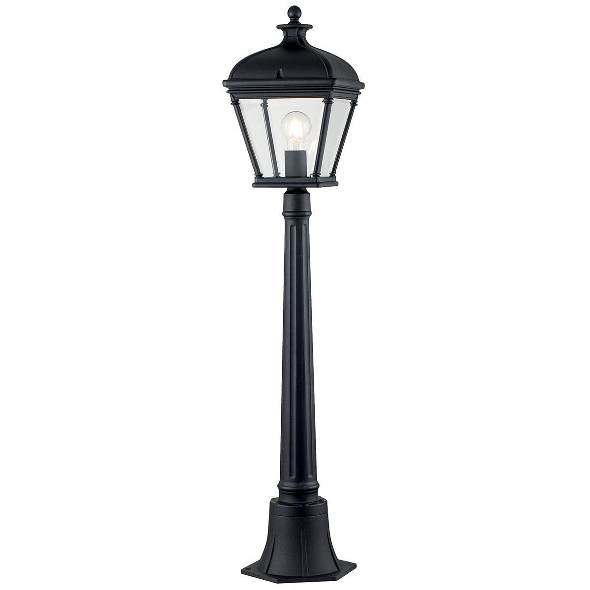 elstead bayview black medium outdoor pillar lantern