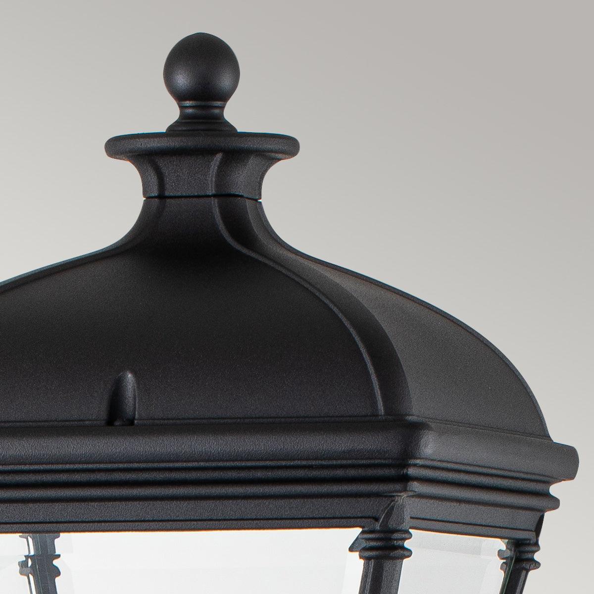 elstead bayview black medium outdoor pillar lantern Close Up