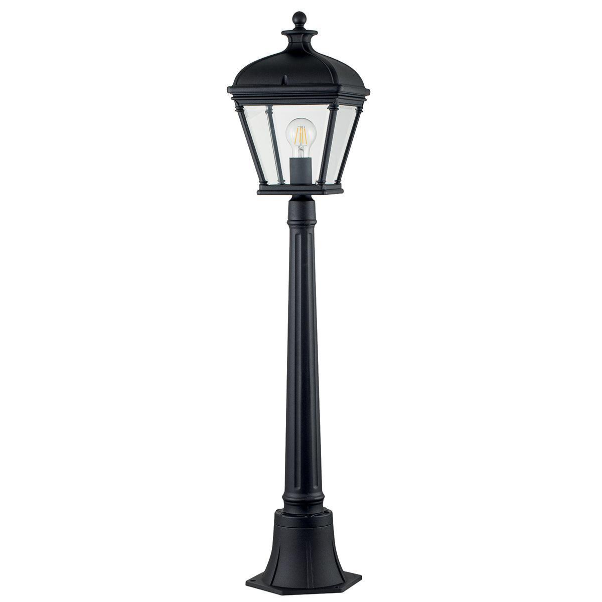 elstead bayview black medium outdoor pillar lantern Close Up LED Bulb