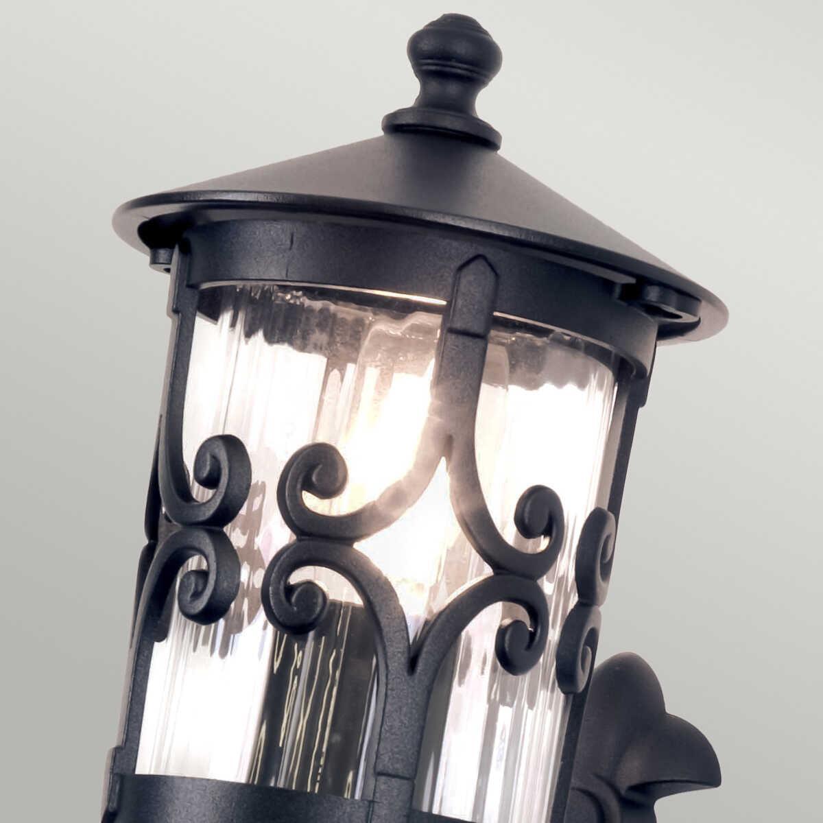 elstead hereford black finish outdoor uplighter wall lantern Detailed Close Up