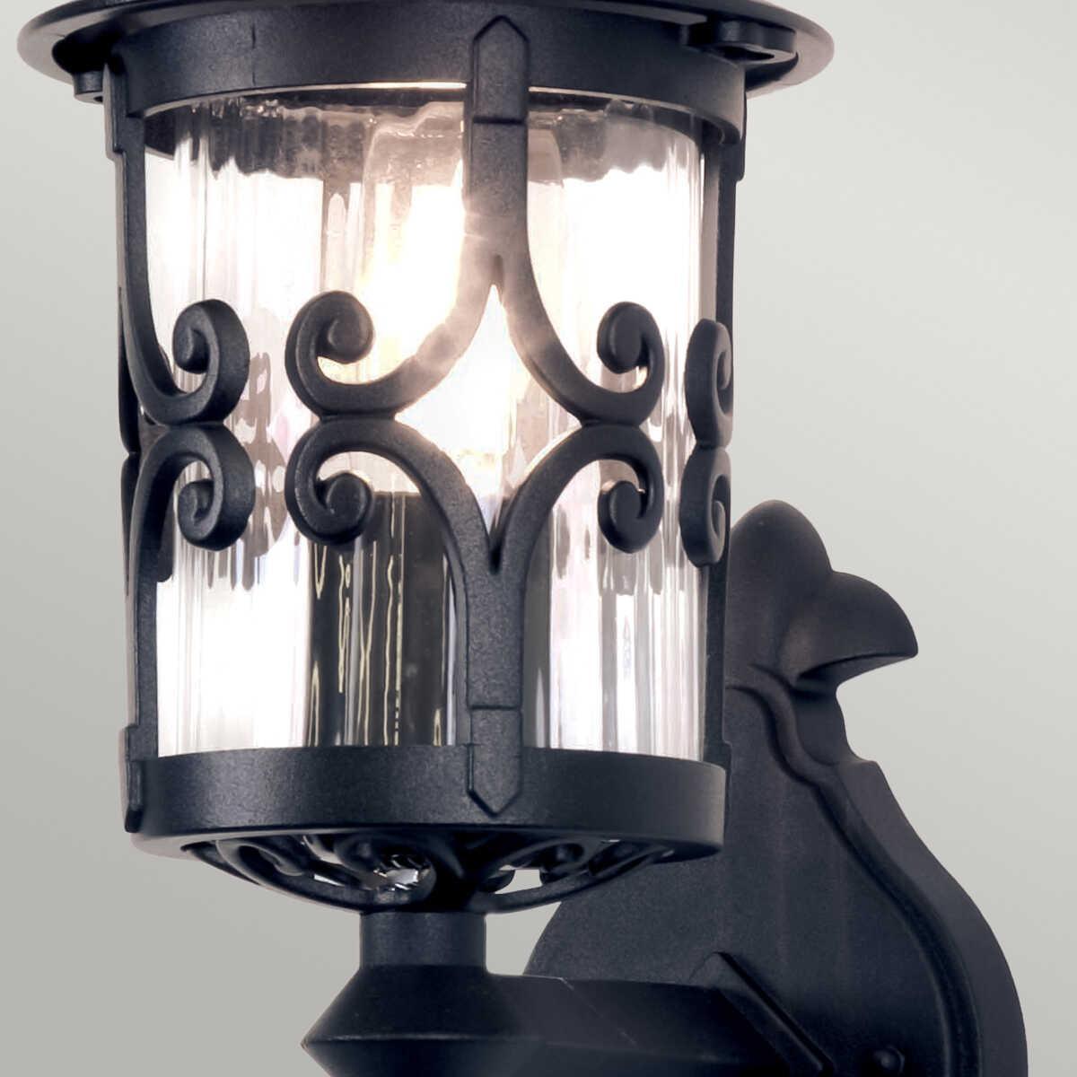elstead hereford black finish outdoor uplighter wall lantern Close Up LED Bulb