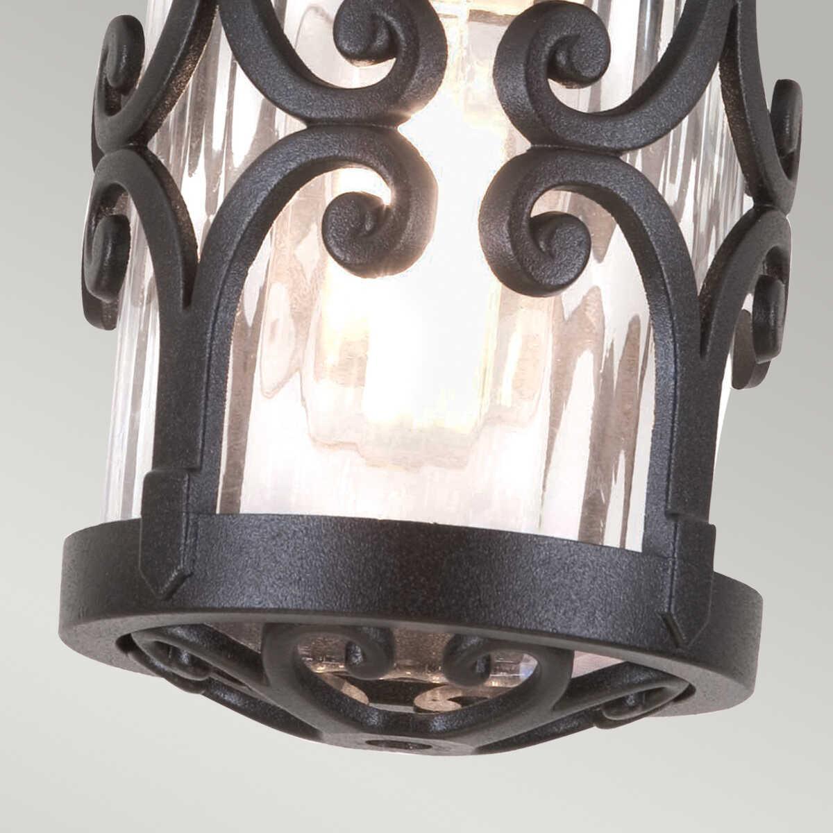 elstead hereford black finish outdoor flush lantern Detailed Close Up