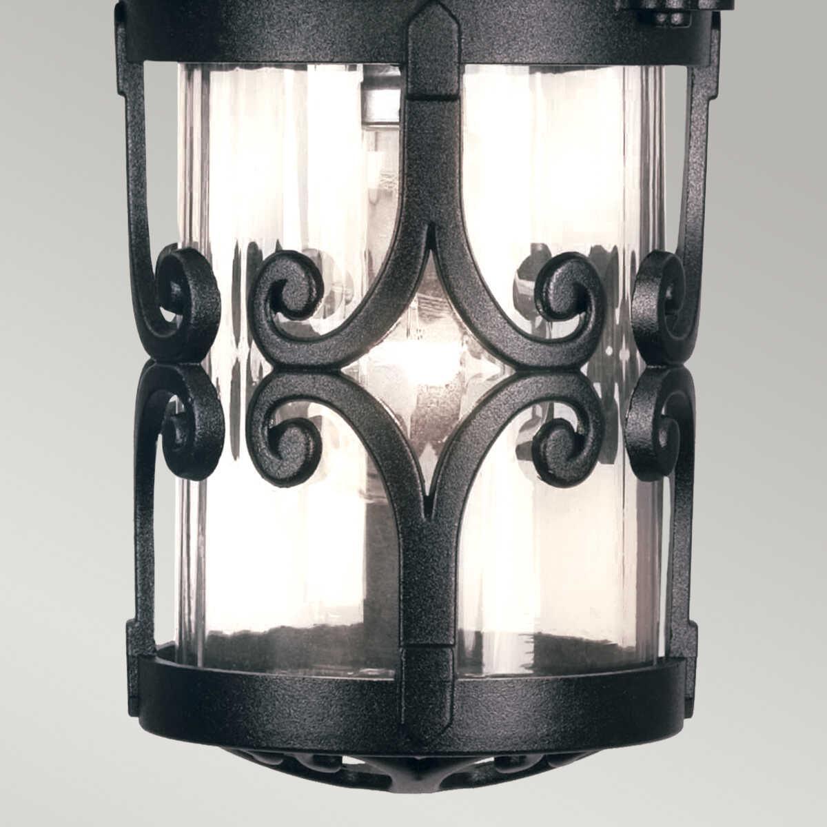 elstead hereford black finish outdoor pendant lantern Detailed Close Up
