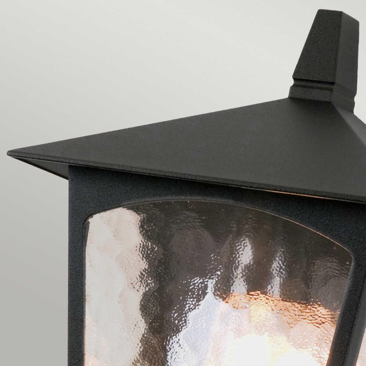 elstead york black finish outdoor half wall lantern Detailed Close Up