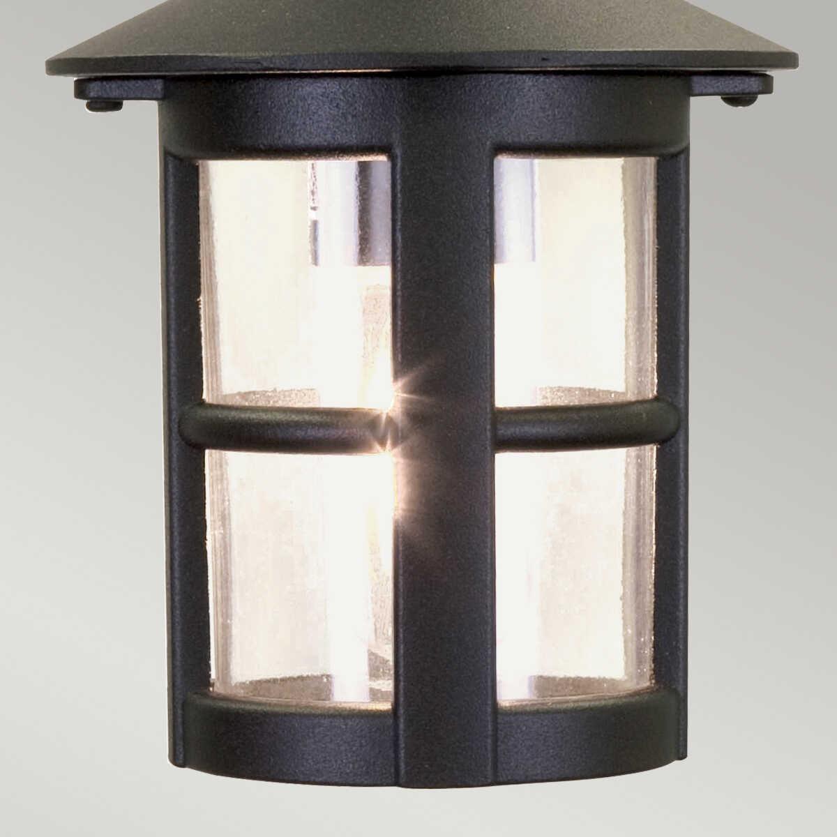 elstead hereford ii black finish outdoor pendant lantern Close Up LED Bulb