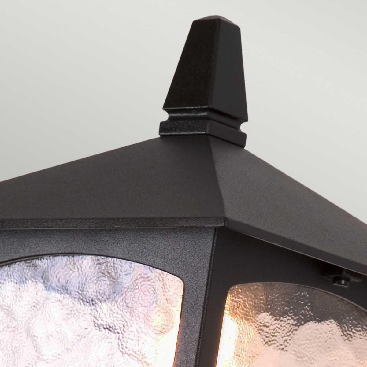 elstead york black finish outdoor uplighter wall lantern Detailed Close Up