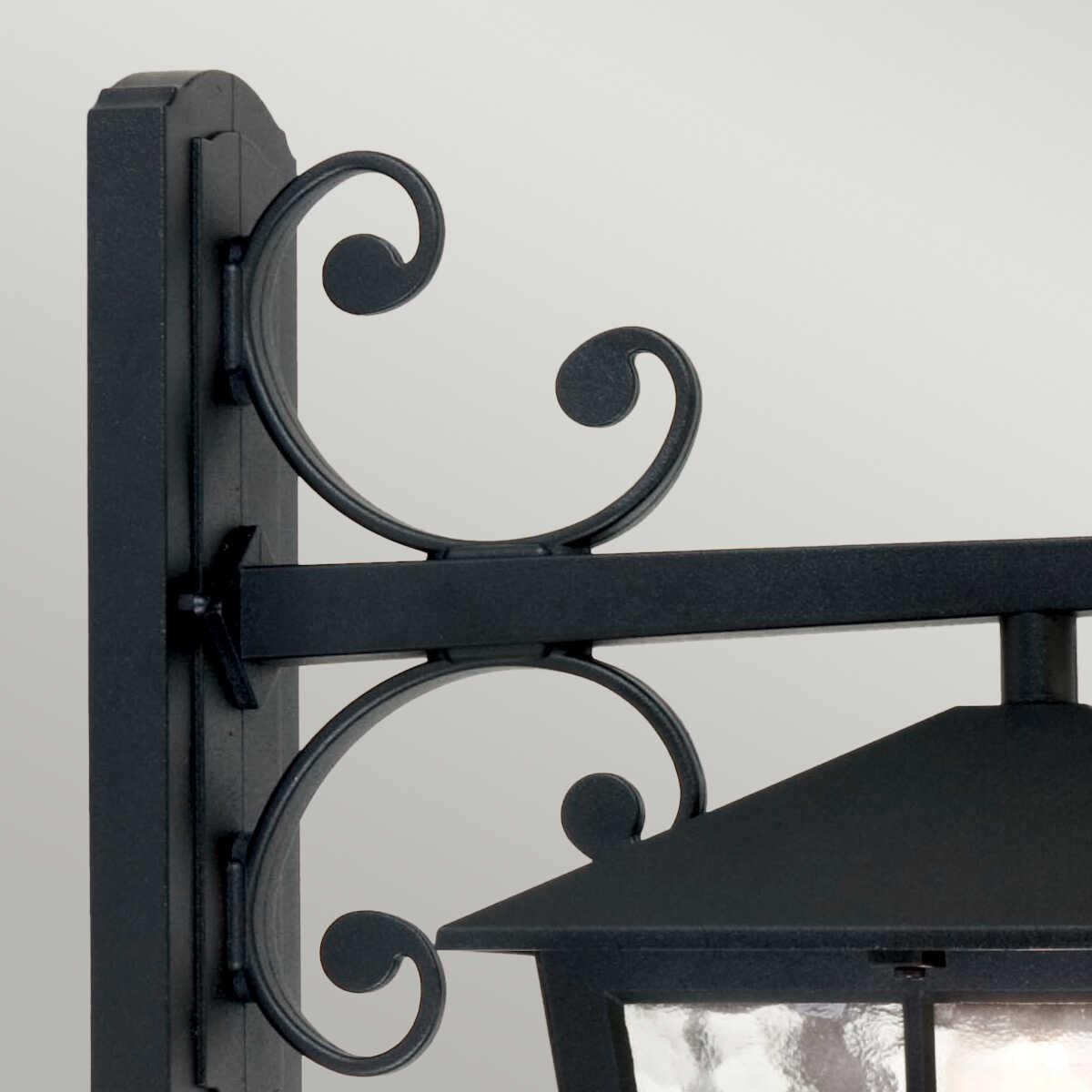elstead canterbury black finish outdoor downlighter wall lantern Detailed Close Up