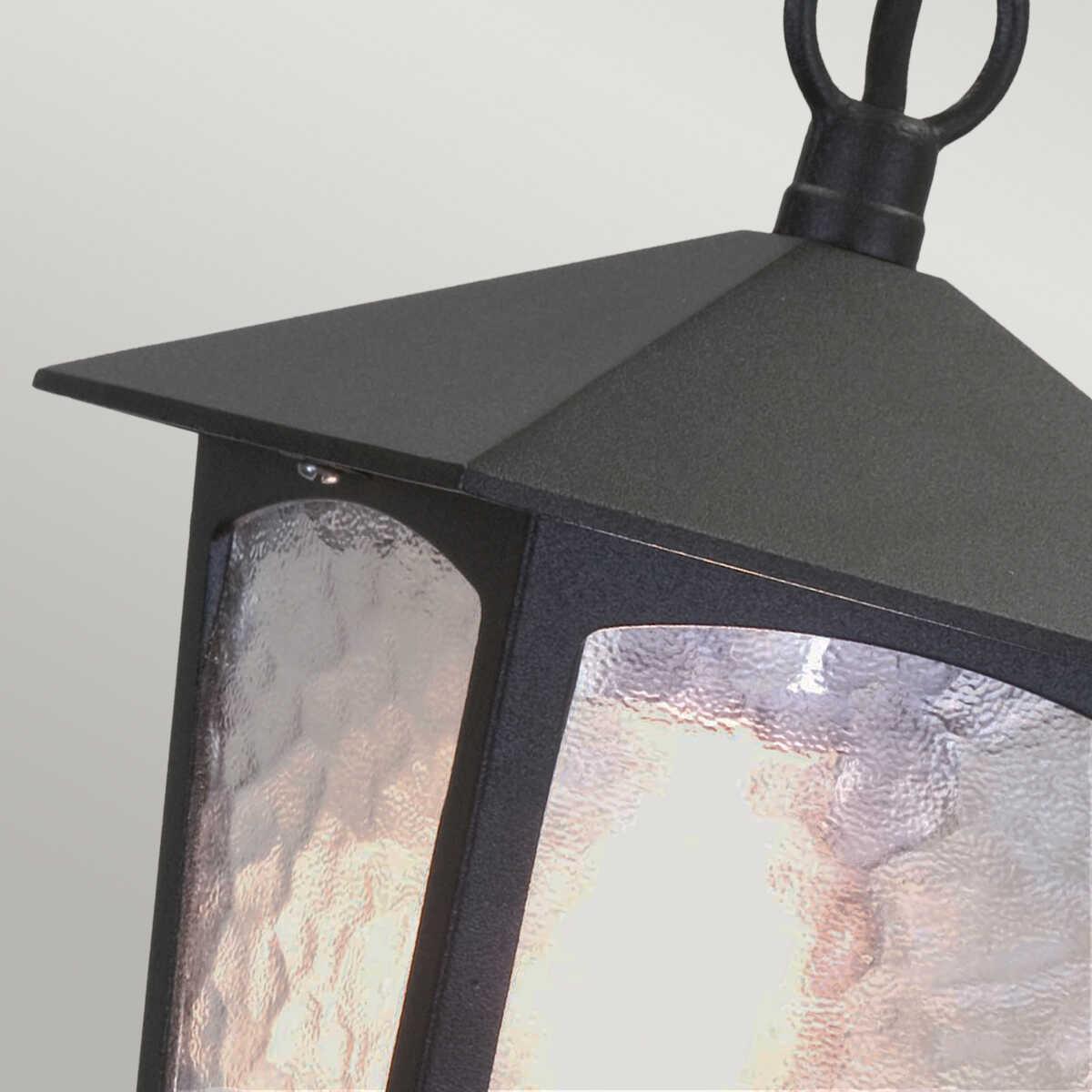 elstead york black finish outdoor pendant lantern Close Up LED Bulb