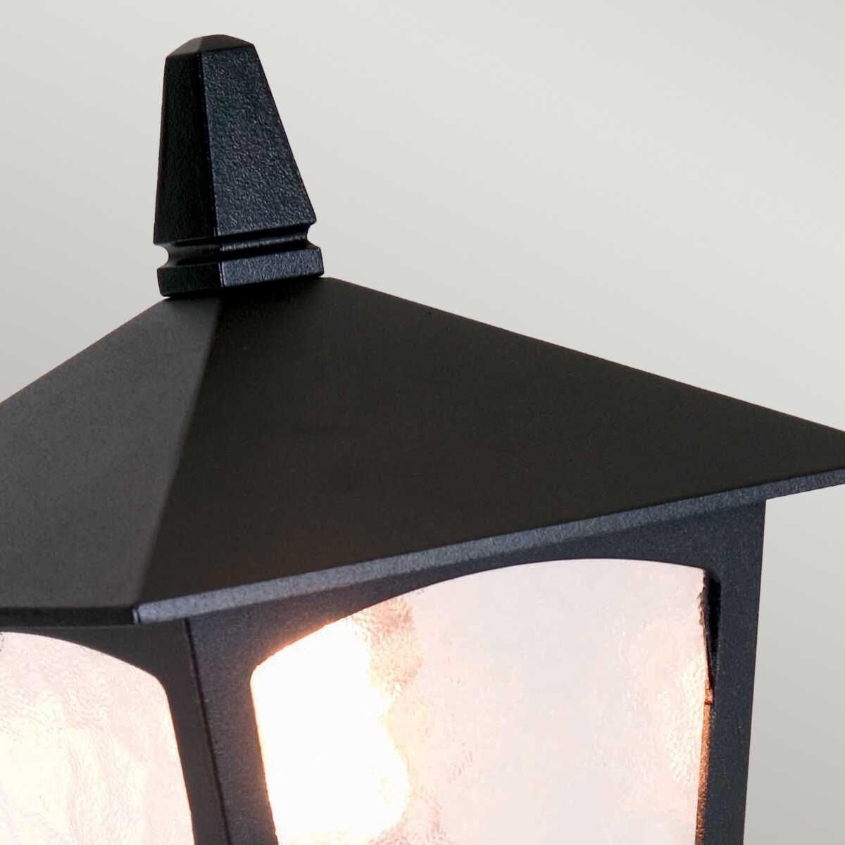 elstead york black finish outdoor pedestal lantern Detailed Close Up