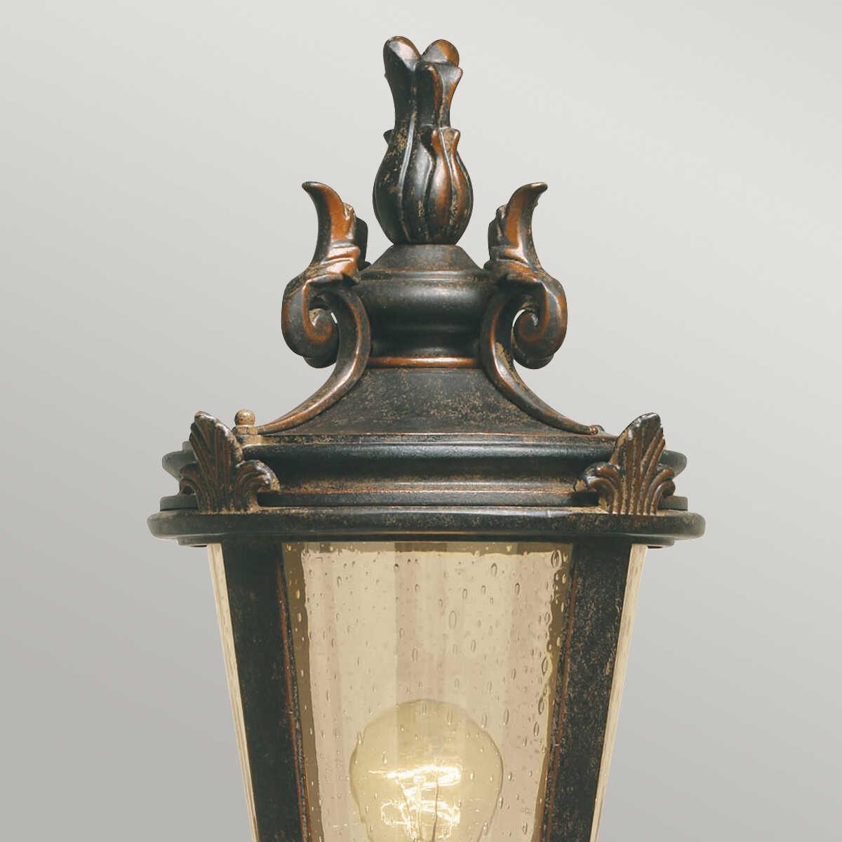 elstead baltimore weathered bronze finish medium outdoor pedestal lantern Detailed Close Up