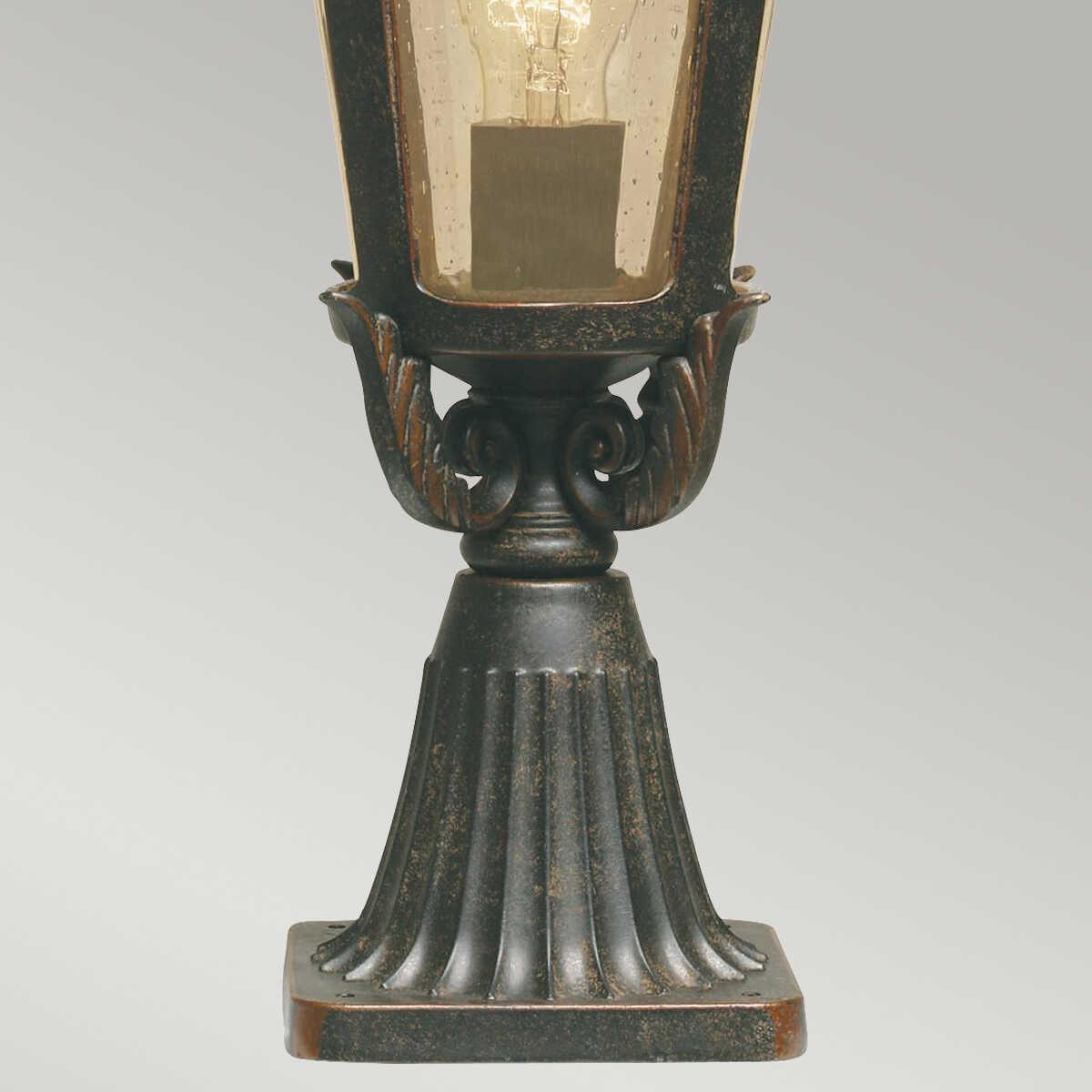elstead baltimore weathered bronze finish medium outdoor pedestal lantern Living Room Close Up