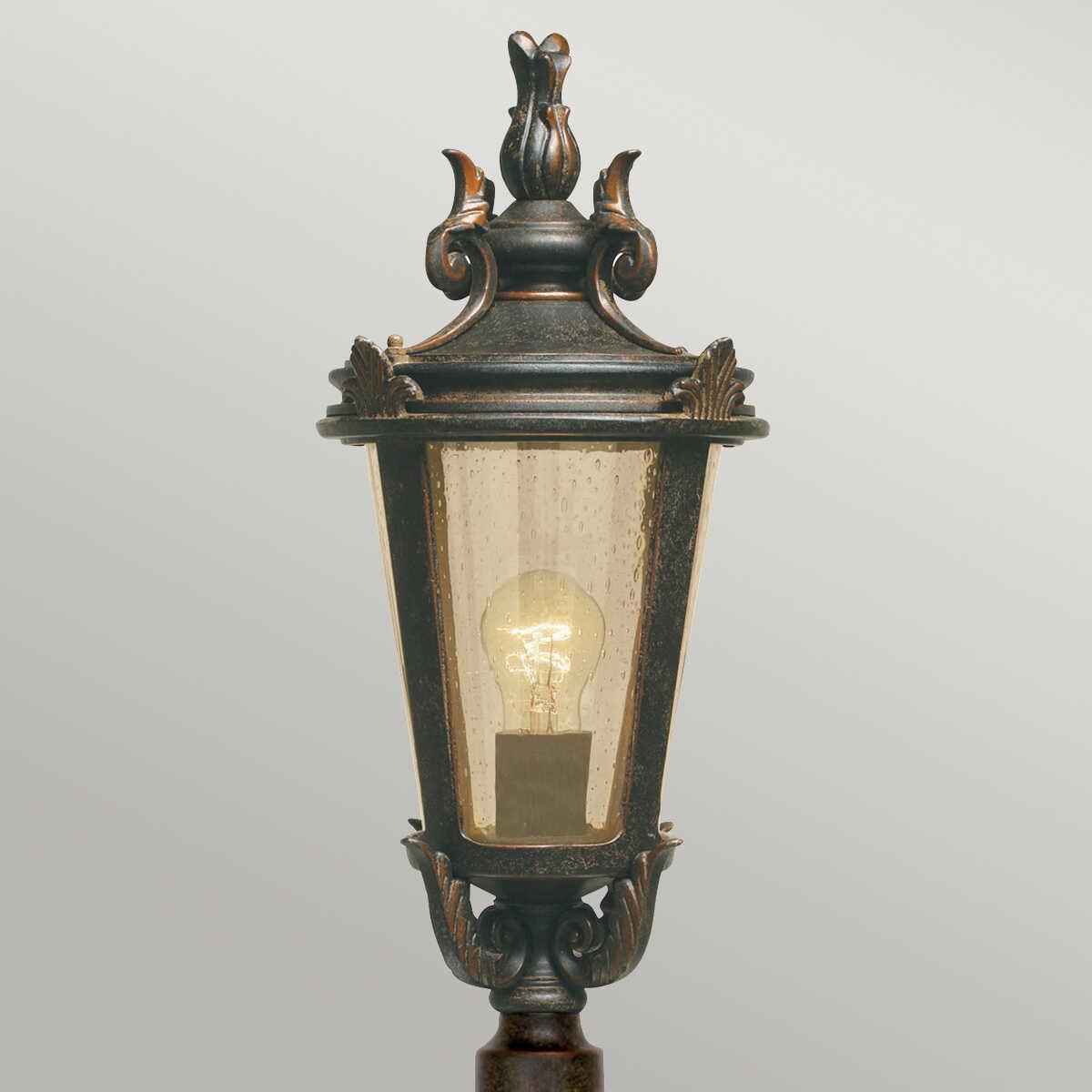 elstead baltimore weathered bronze finish medium outdoor pillar lantern Detailed Close Up