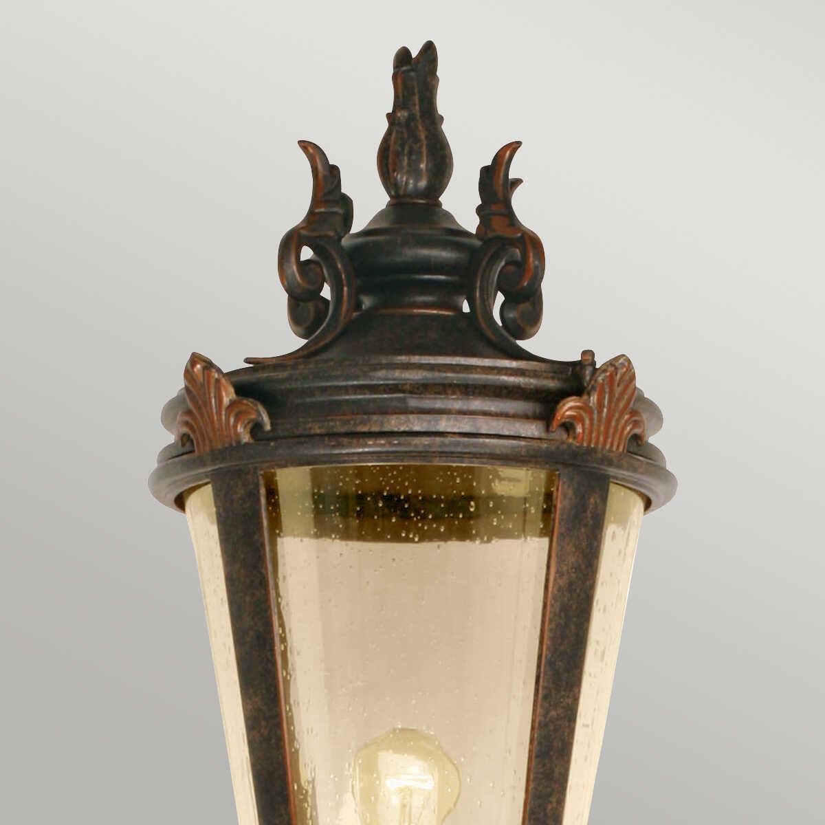 elstead baltimore weathered bronze finish large outdoor lamp post lantern Detailed Close Up