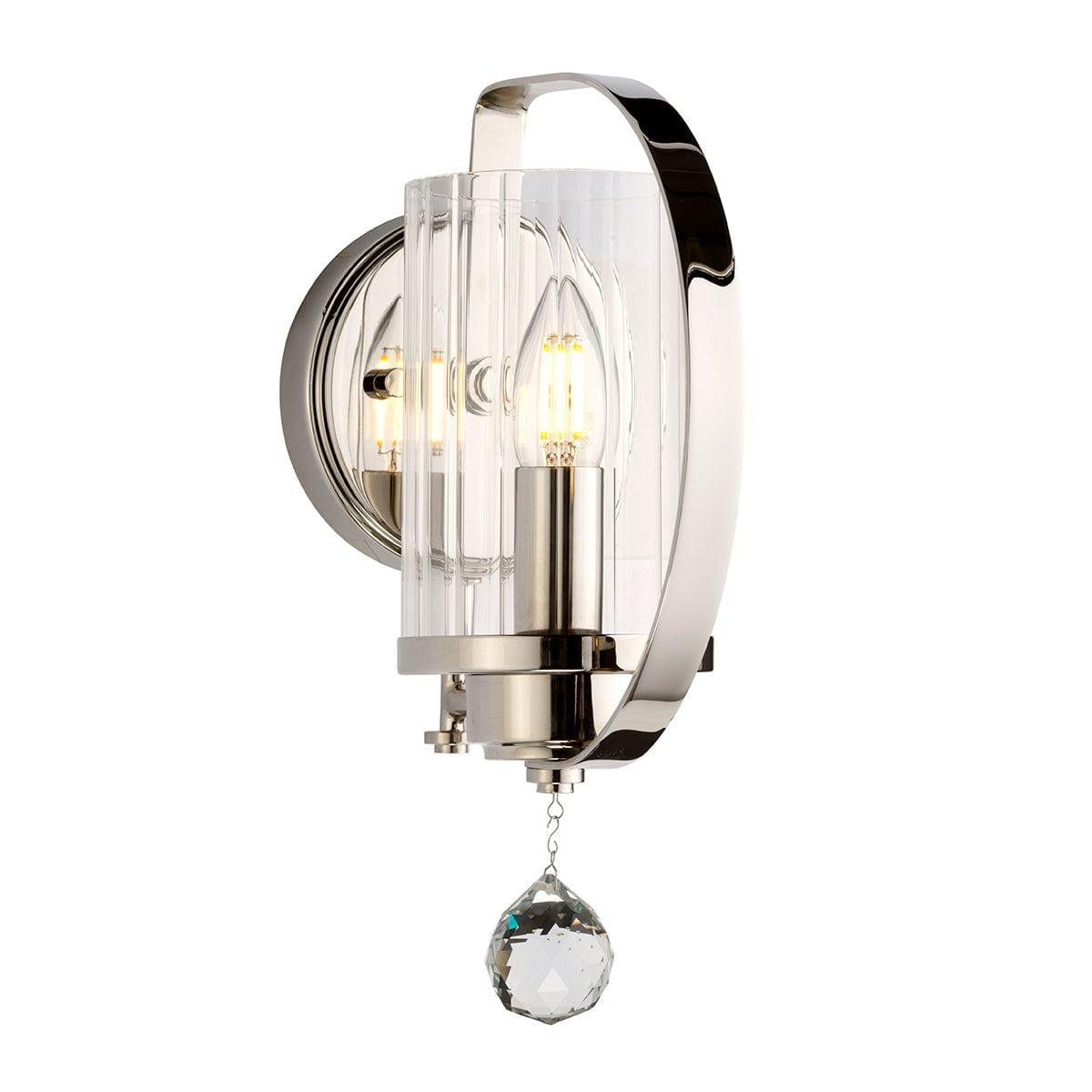 cassie 1 light polished nickel wall light elstead lighting