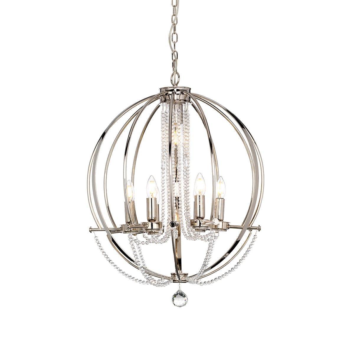 Elstead Cassie 7 Light Chandelier - Polished Nickel-Elstead Lighting-1-Tiffany Lighting Direct