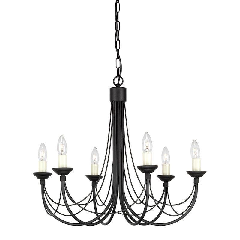 Elstead Carisbrooke 6 Light Black Chandelier-Elstead Lighting-1-Tiffany Lighting Direct
