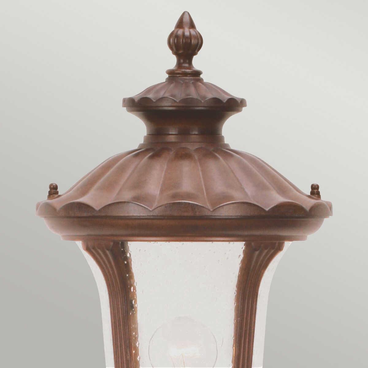 elstead chicago rusty bronze patina small outdoor pillar lantern Detailed Close Up