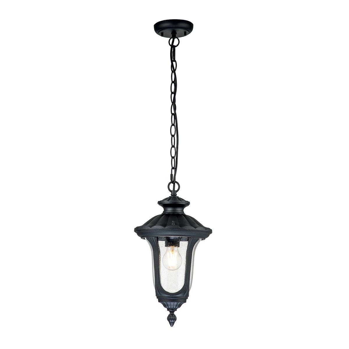 elstead chicago 1 light small black outdoor chain lantern