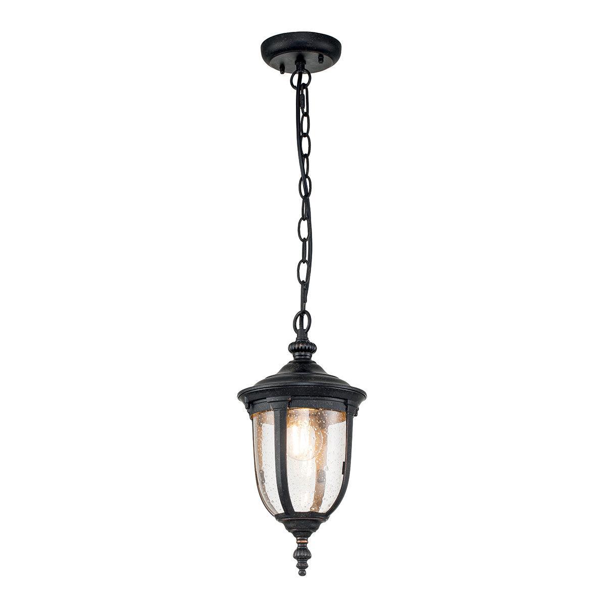 elstead cleveland 1 light bronze outdoor small chain lantern