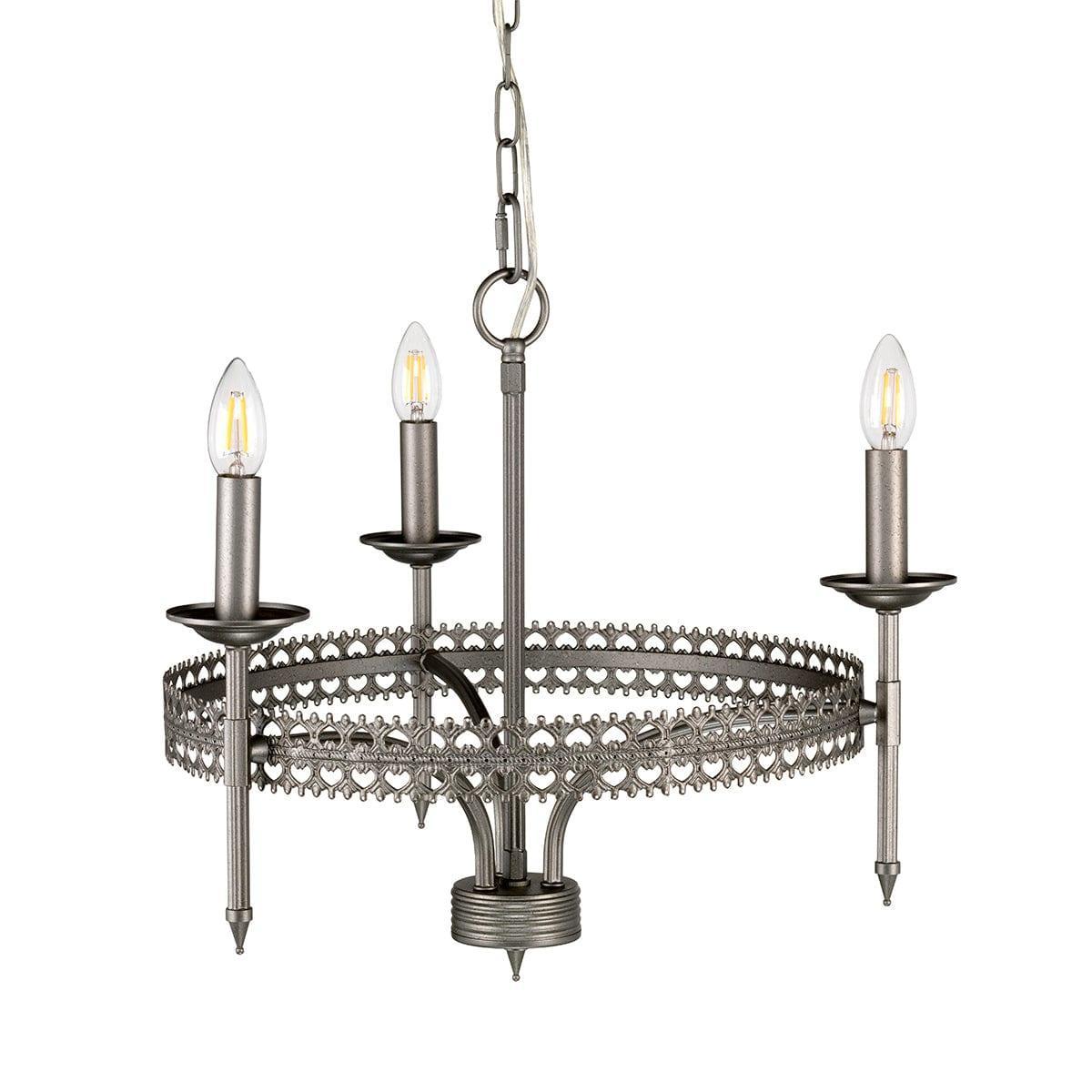 Elstead Lighting Crown 3 Light Silver Chandelier Ceiling Light-Elstead Lighting-1-Tiffany Lighting Direct