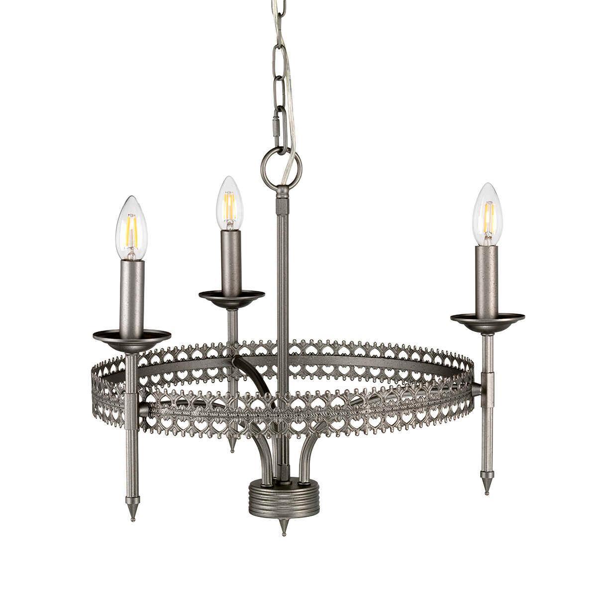 Elstead Lighting Crown 3 Light Silver Chandelier Ceiling Light-Elstead Lighting-6-Tiffany Lighting Direct