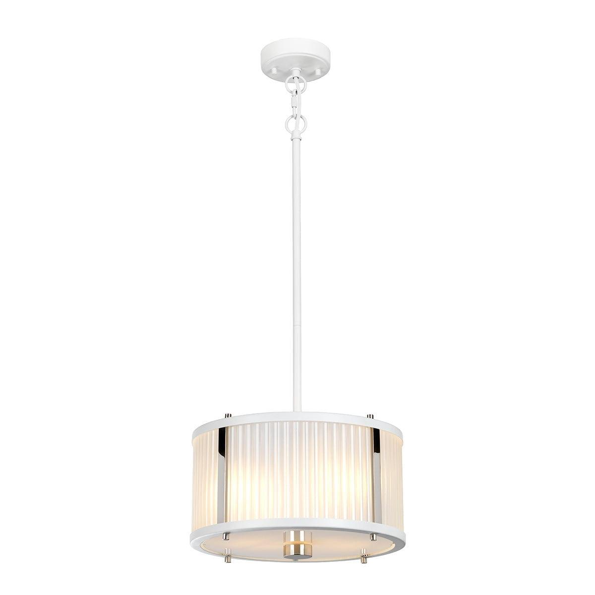 Elstead Corona 2 Light White Polished Nickel Pendant-Ceiling Pendant Lights-Elstead Lighting-1-Tiffany Lighting Direct