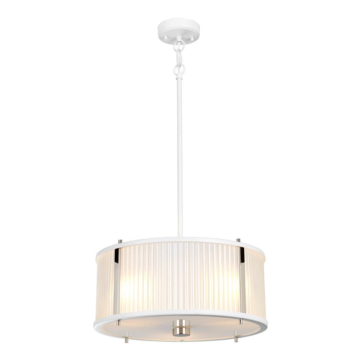 Elstead Corona 3 Light White Polished Nickel Pendant-Ceiling Pendant Lights-Elstead Lighting-1-Tiffany Lighting Direct