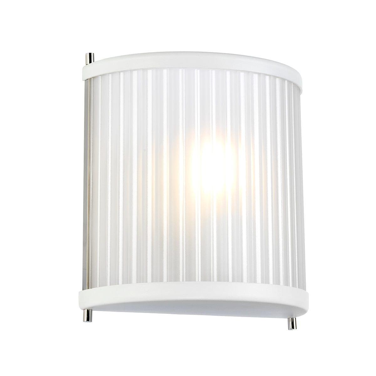 corona 1 lt white polished nickel wall light elstead lighting