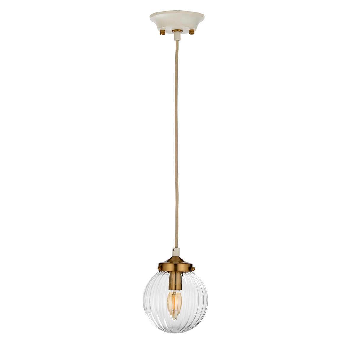 Elstead Cosmos 1 Light Brass & Cream Ceiling Pendant-Ceiling Pendant Lights-Elstead Lighting-5-Tiffany Lighting Direct