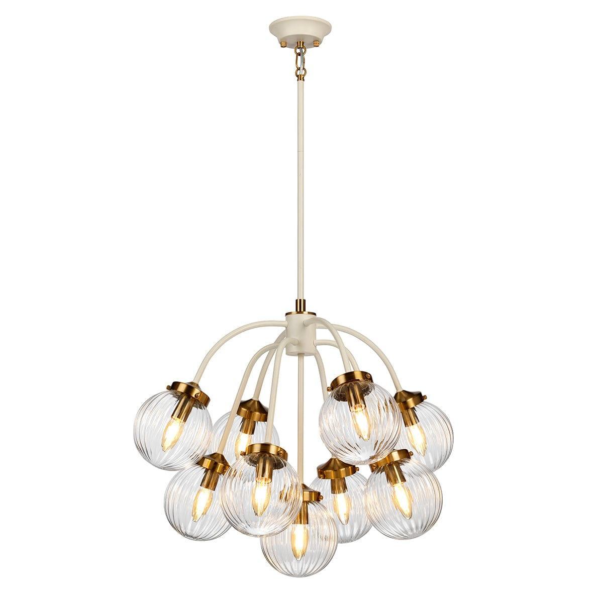 Elstead Cosmos 9 Light Brass & Cream Ceiling Pendant-Ceiling Pendant Lights-Elstead Lighting-1-Tiffany Lighting Direct