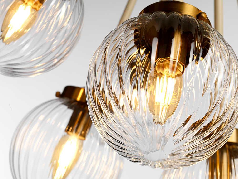 Elstead Cosmos 9 Light Brass & Cream Ceiling Pendant-Ceiling Pendant Lights-Elstead Lighting-7-Tiffany Lighting Direct