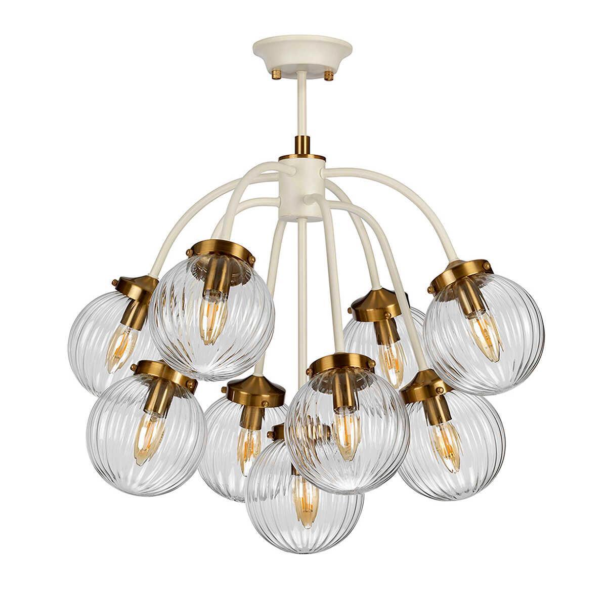 Elstead Cosmos 9 Light Brass & Cream Ceiling Pendant-Ceiling Pendant Lights-Elstead Lighting-6-Tiffany Lighting Direct