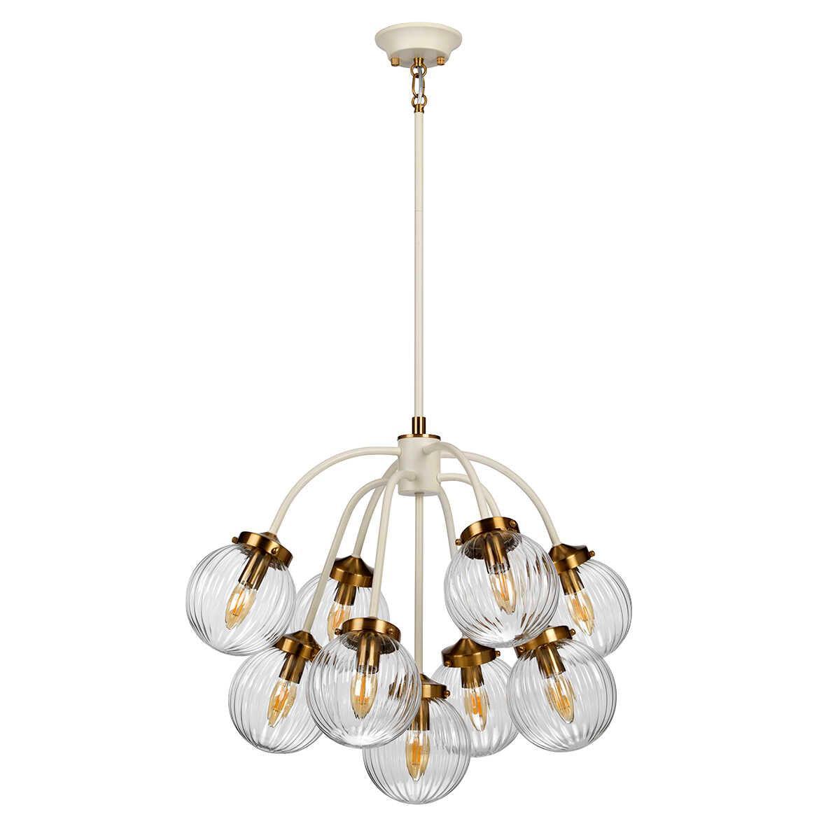 Elstead Cosmos 9 Light Brass & Cream Ceiling Pendant-Ceiling Pendant Lights-Elstead Lighting-5-Tiffany Lighting Direct